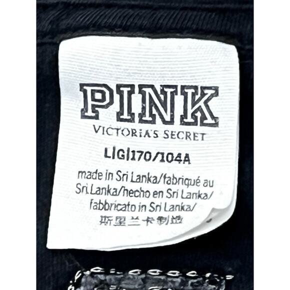 Victorias Secret PINK Dog Logo Gold Sequin Black T Shirt Size Large Glam McBling - Picture 3 of 6